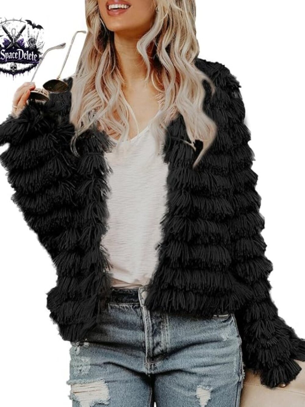 Long Sleeve Faux Fur Open Front Cardigan Coat Vintage Parka Shaggy Jacket
